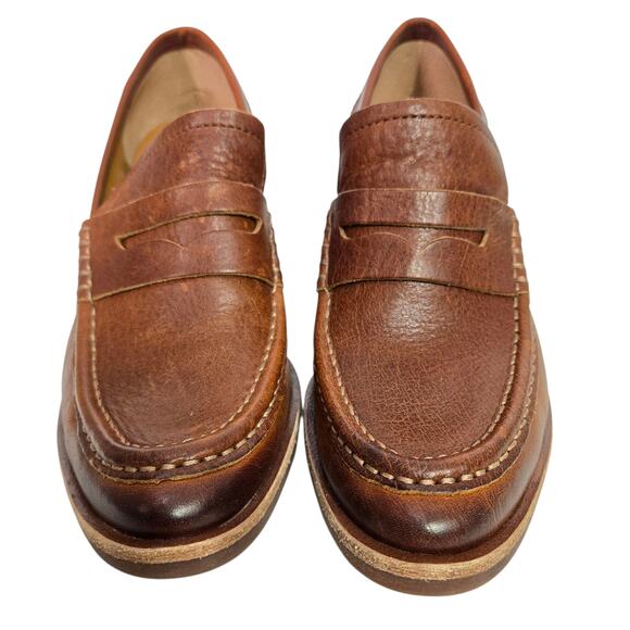 Kork Ease Modeste Penny Loafer Heels Brown Leather Pump Chunky Block Slip On 8.5 - Picture 15 of 16